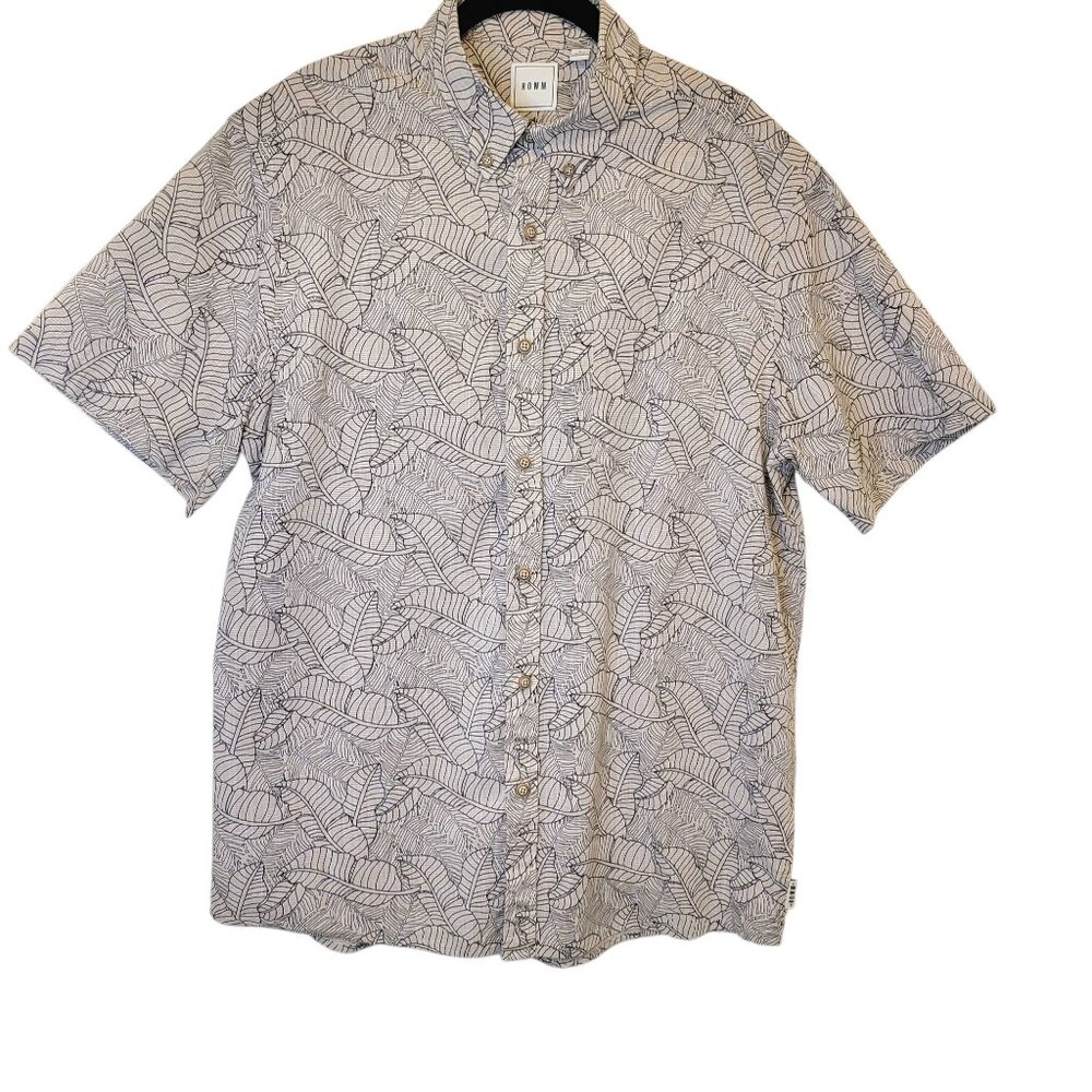Men's ROWM Tan Khaki Short Sleeve Summer Vacation Button Front Shirt Size Large